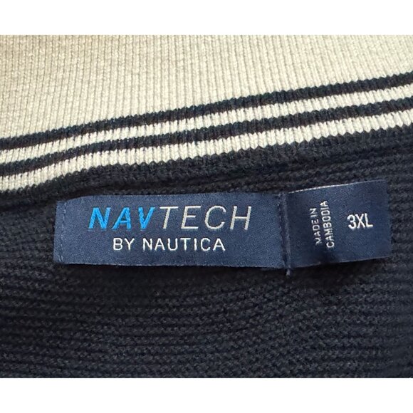 Nautica Navtech Full Zip Sweater Navy Blue Cotton Blend Lightweight MEN's SZ 3XL - Picture 3 of 8